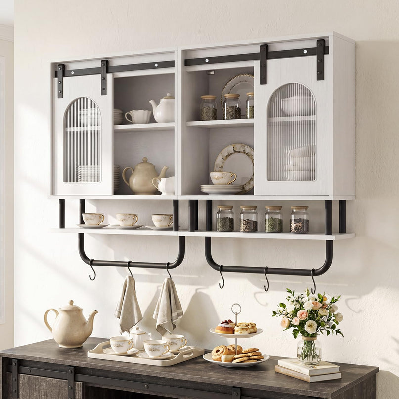 Giantex Bathroom Wall Cabinet | Farmhouse Medicine Cabinet with Sliding Barn Door