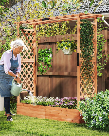 Giantex Raised Garden Bed with Trellis and Hanging Roof