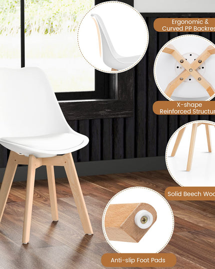 Giantex Dining Table Set for 4, Modern 5-Piece Dining Room Set w/ 1 Round Tempered Glass Table & 4 High Back Chairs