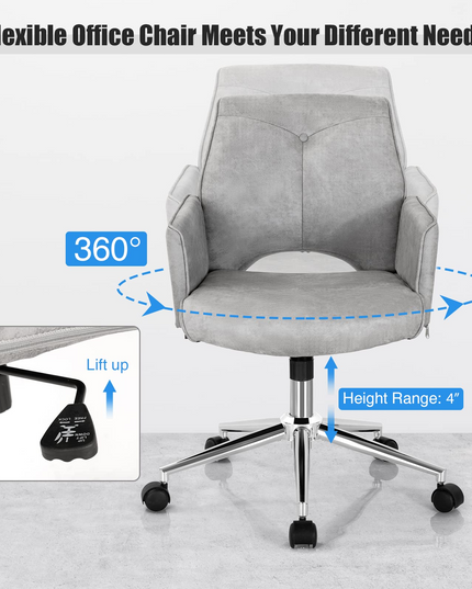 PU Leather Leisure Armchair Swivel Accent Chair with Upholstered and Rocking Function