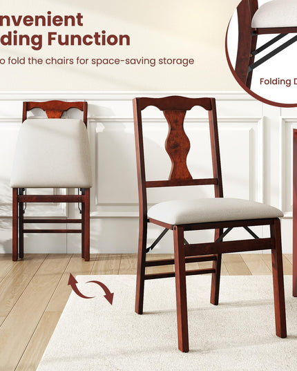 Giantex Folding Dining Chairs Set of 2/4 Upholstered Dining Chairs