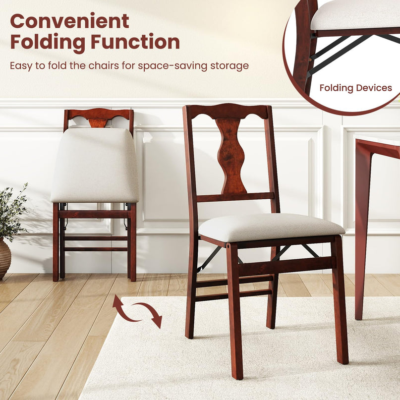 Giantex Folding Dining Chairs Set of 2/4 Upholstered Dining Chairs