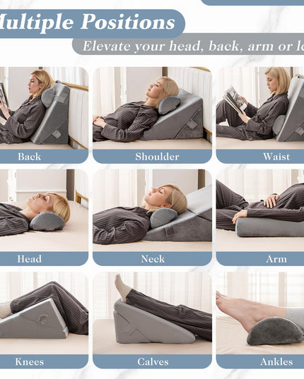 Giantex Bed Wedge Pillow for Sleeping, 12 Inch Adjustable Triangle Pillow with Air Memory Foam