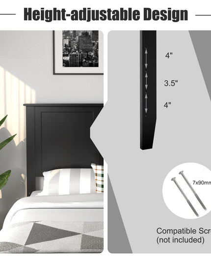 Giantex Wood Headboard, Flat Panel Headboard with Pre-drilled Holes for Height Adjustment
