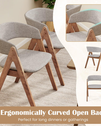 Giantex Wooden Dining Chairs, Modern Padded Kitchen Chairs w/Curved Backrest & Rubber Wood Frame