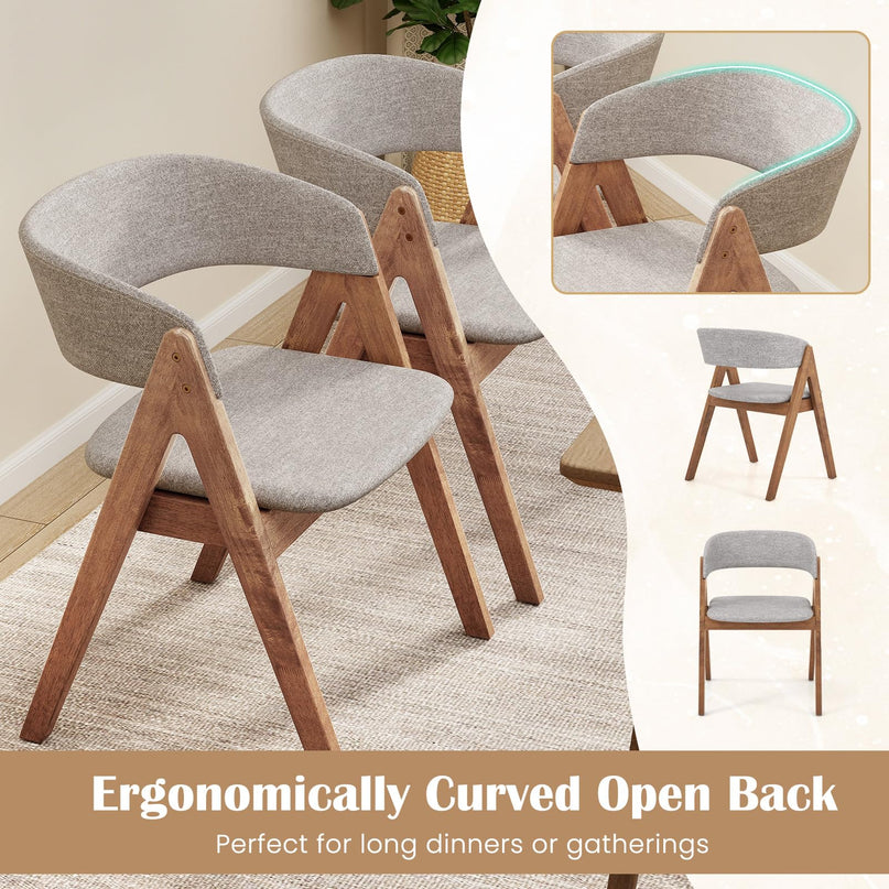 Giantex Wooden Dining Chairs, Modern Padded Kitchen Chairs w/Curved Backrest & Rubber Wood Frame