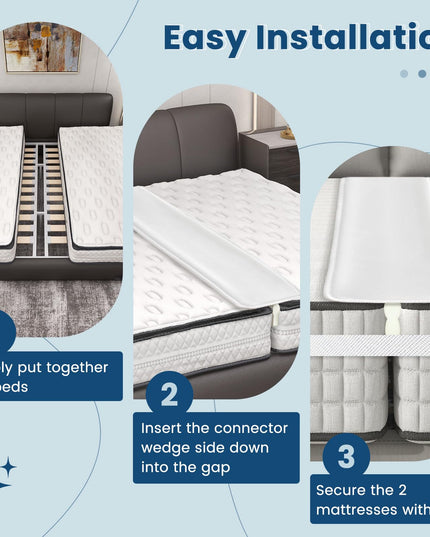 Giantex 12"/10" Wide Bed Bridge Twin to King Converter Kit