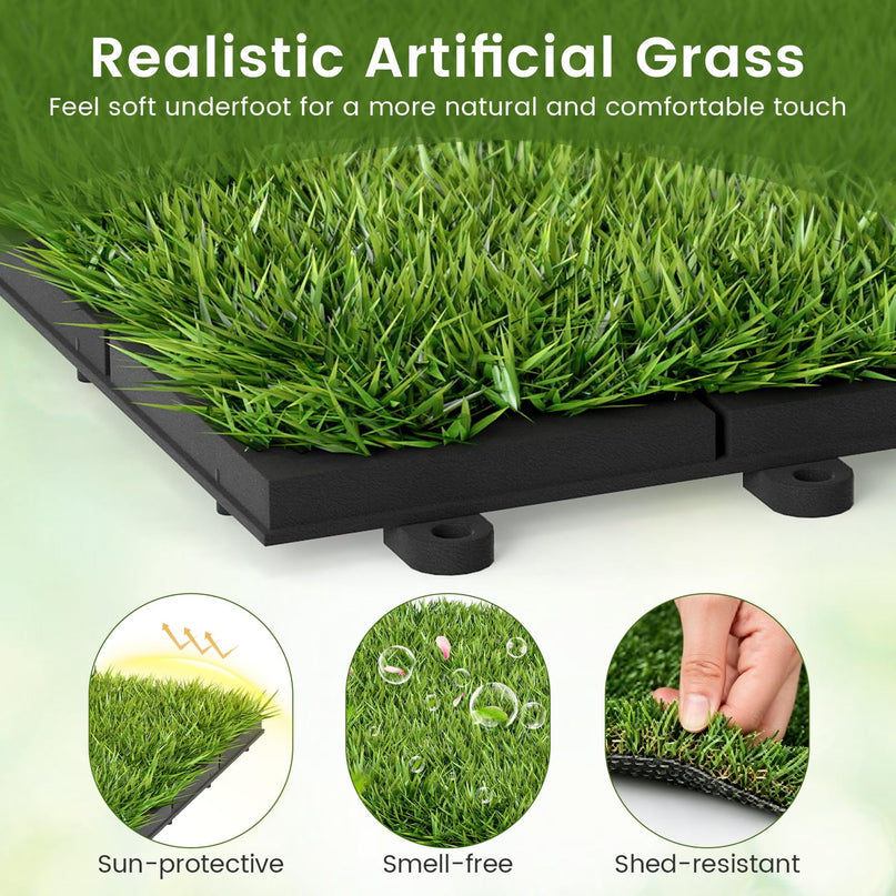 Giantex 30 Pack Interlocking Artificial Grass Tiles (12" x 12")