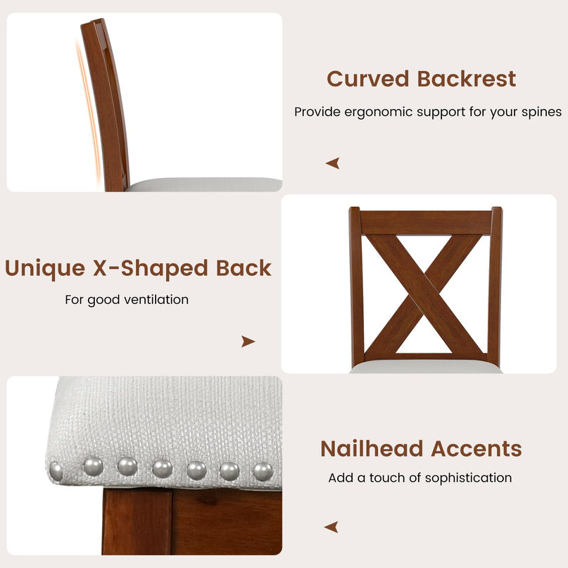 Giantex Wooden Dining Chairs Set of 2/4 for Living Room