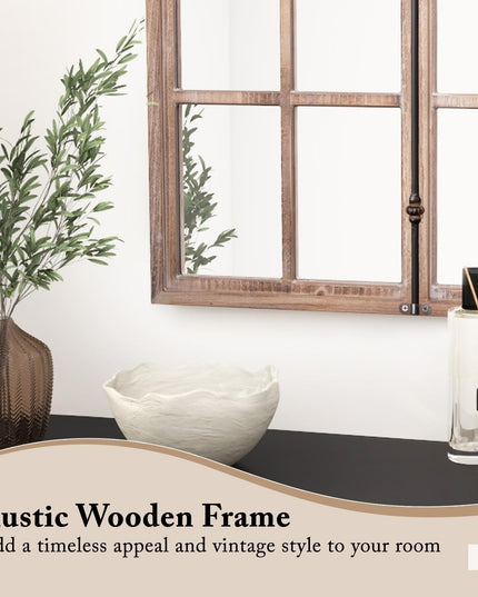 CHARMAID Farmhouse Arched Window Mirror - 34"x23" Arch Mirror Wall Decor