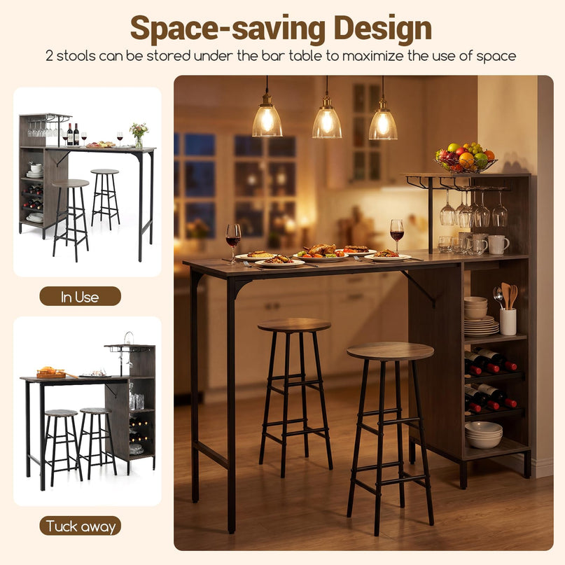 Ensemble table de bar et 2 tabourets Giantex pour la maison