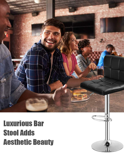 Giantex Bar Stool, Modern Swivel Adjustable Armless Barstools, Square Counter Height PU Leather Bar Stools