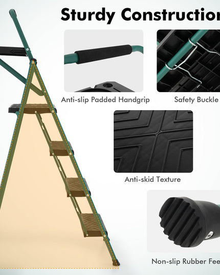Giantex 4 Step Ladder with Utility Tray, Folding Step Stool with Anti-Slip Footpads