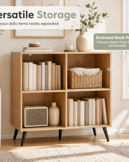 GIANTEX 4-Cube Bookshelf | 2-Tier Bookcase with Metal Legs