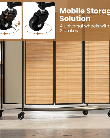 Giantex Laundry Hamper Sorter 3 Section with Lid 2 Lockable Wheels