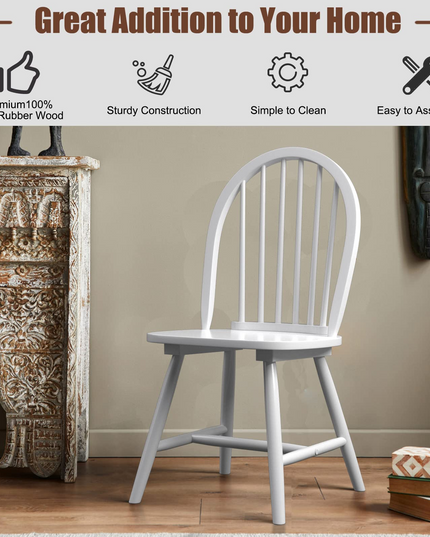 Giantex Wood Dining Chairs, French Country Armless Spindle Back Dining Chairs