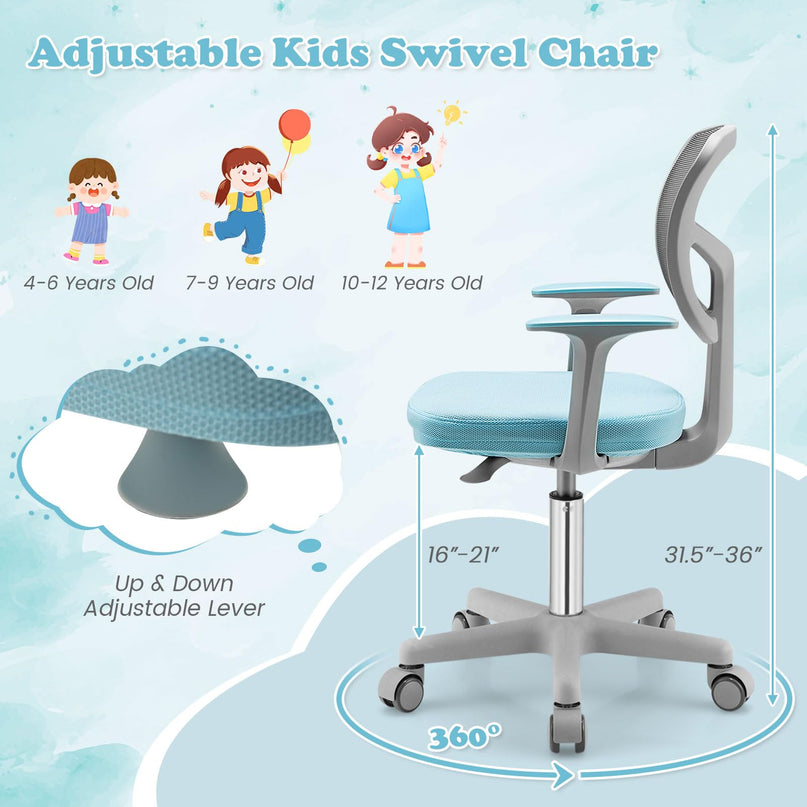 Giantex Adjustable Desk Chair with Auto Brake Casters for Kids