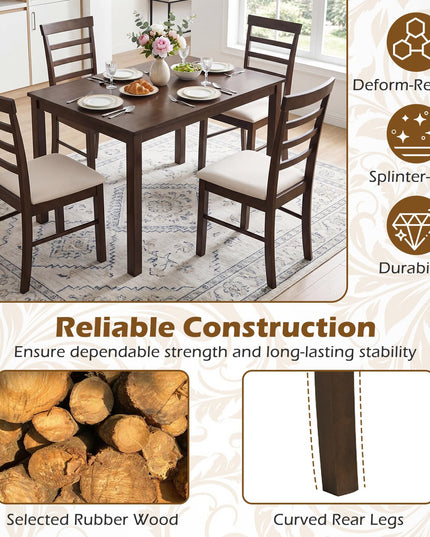 Giantex  43.5" Solid Rubber Wood Kitchen Table