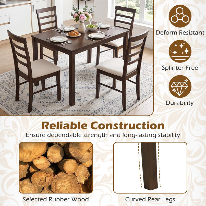 Giantex  43.5" Solid Rubber Wood Kitchen Table