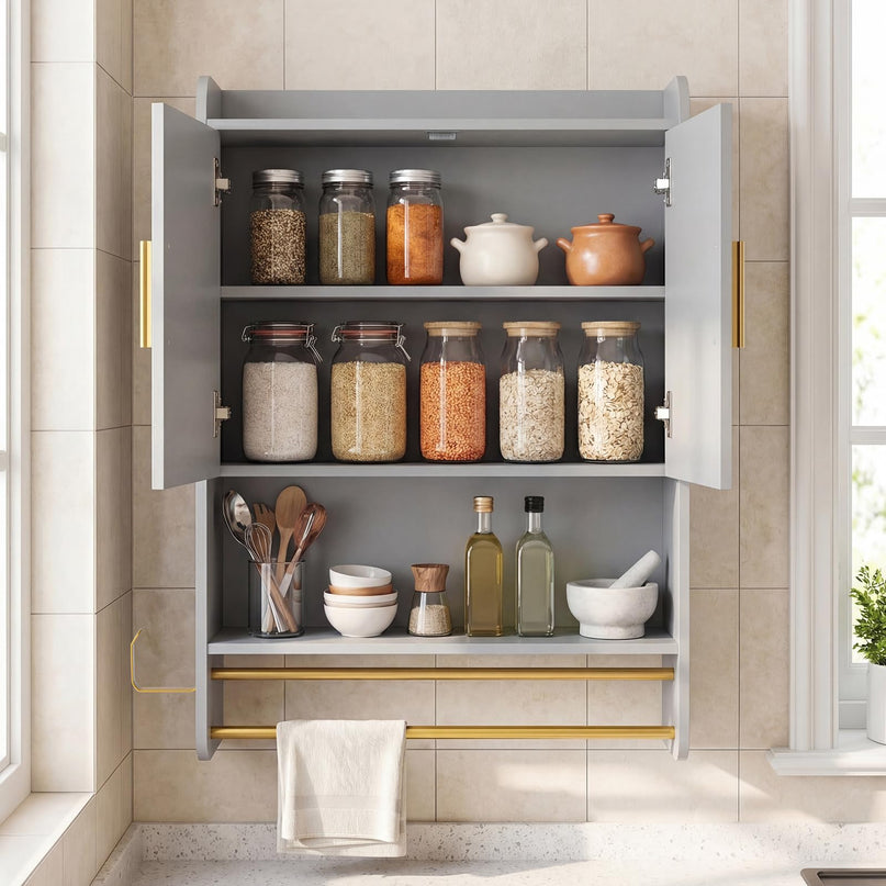 Giantex Bathroom Wall Mounted Medicine Cabinet w/Towel Bars & Toilet Paper Holder
