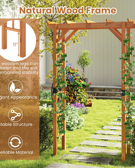 Arche de jardin en bois Giantex 7FT, tonnelle en bois, arche de mariage pour cérémonie ou fête