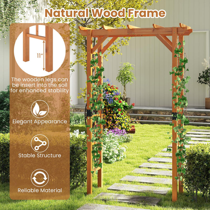 Giantex 7FT Wood Garden Arbor Trellis Wooden Wedding Arch for Ceremony Party