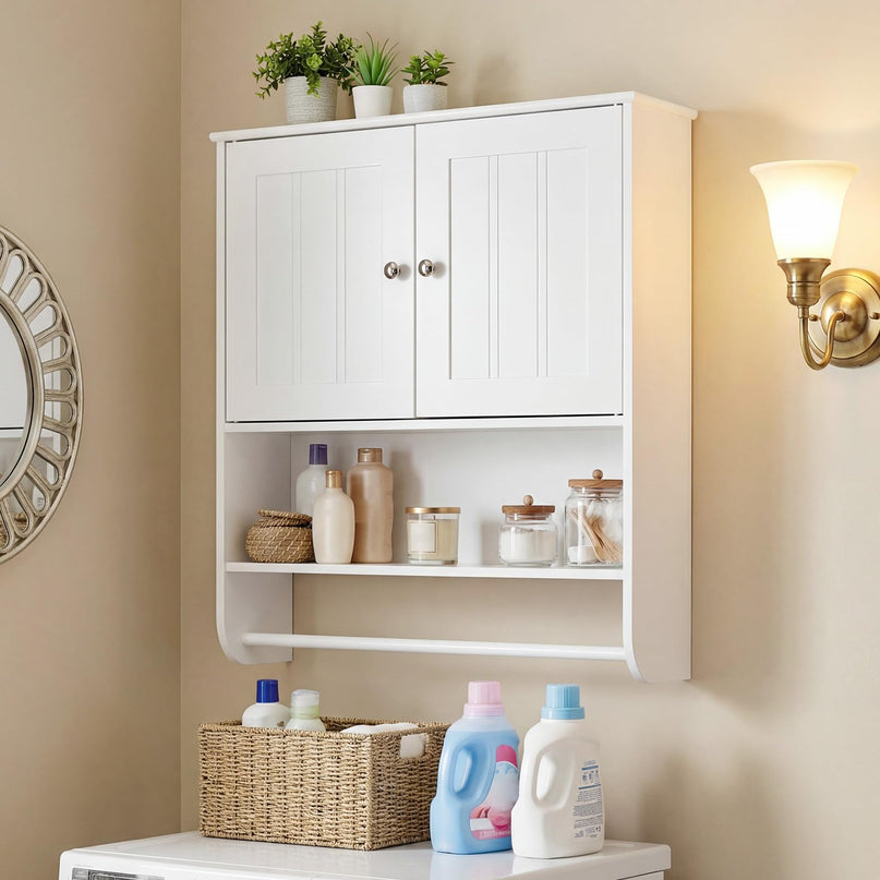 Giantex Bathroom Wall Medicine Cabinet with Towel Bar & Adjustable Shelf