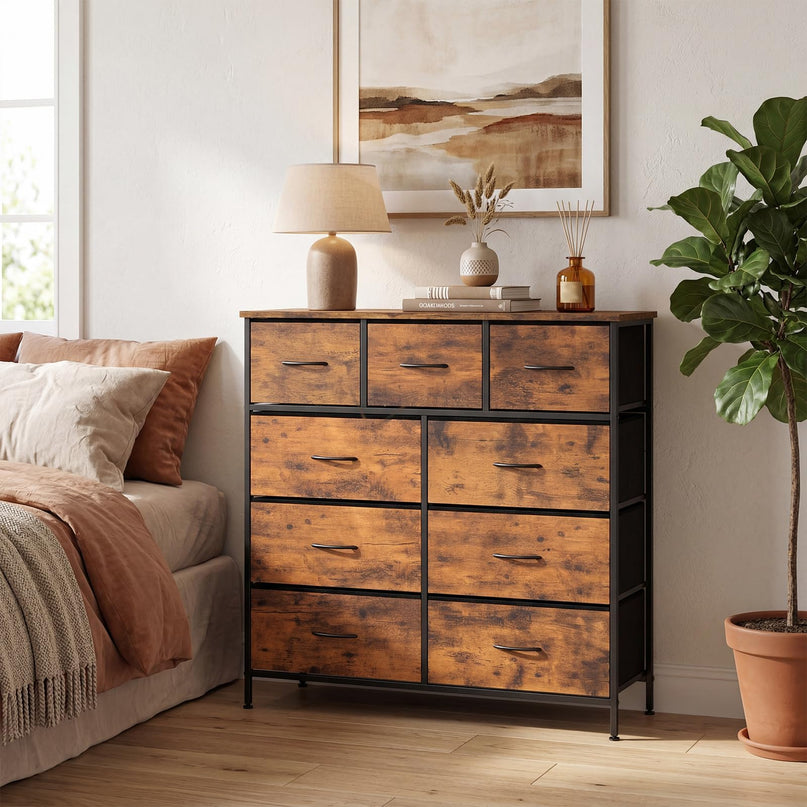 Giantex 9-Drawer Dresser for Bedroom Tall Fabric Storage Organizer Chest