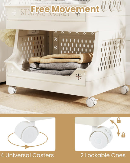 Giantex 3/4/5 Tier Rolling Laundry Cart with Wheels for Laundry Room