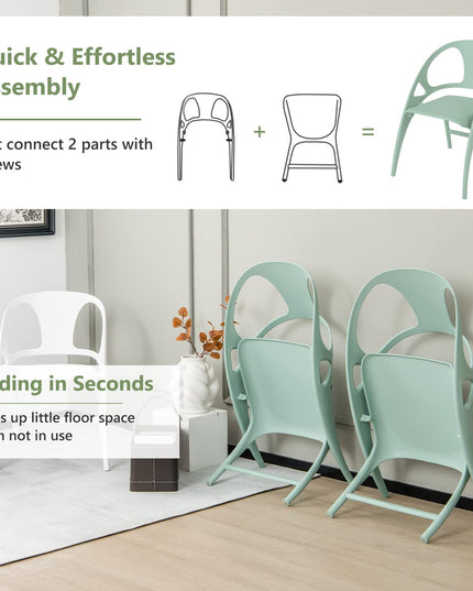 Giantex Folding Dining Chairs Set of 2/4, Outdoor Plastic Dining Chairs with Armrest and High Backrest