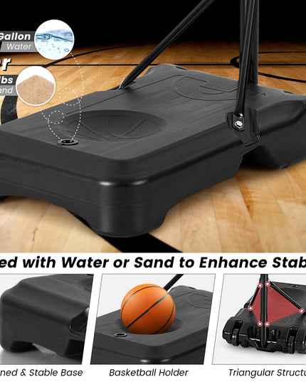 Giantex Basketball Hoop Outdoor Kids - Height Adjustable 5.2 Ft- 6.9 Ft Portable Basketball Hoop Stand with Wheels