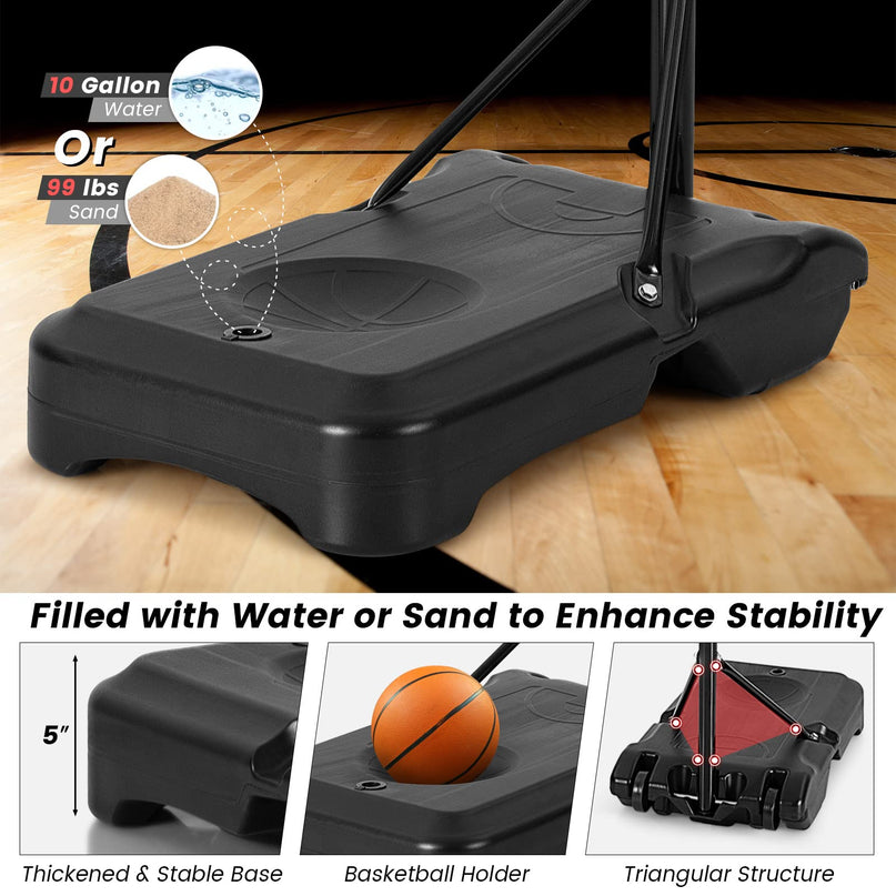 Giantex Basketball Hoop Outdoor Kids - Height Adjustable 5.2 Ft- 6.9 Ft Portable Basketball Hoop Stand with Wheels
