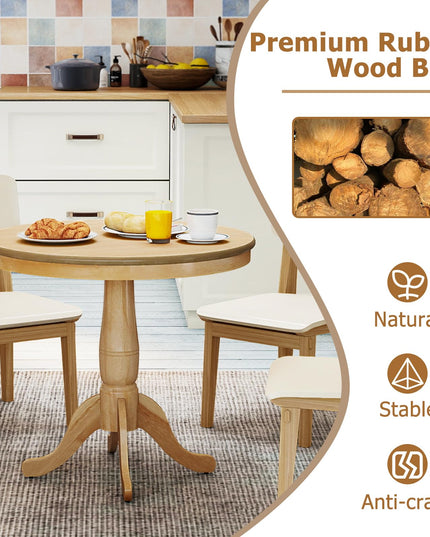 Giantex 32" D X 30" H Round Wooden Kitchen Table with Spacious Tabletop & Pedestal Base