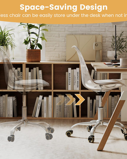 Giantex Acrylic Clear Desk Chair with PU Leather Cushion