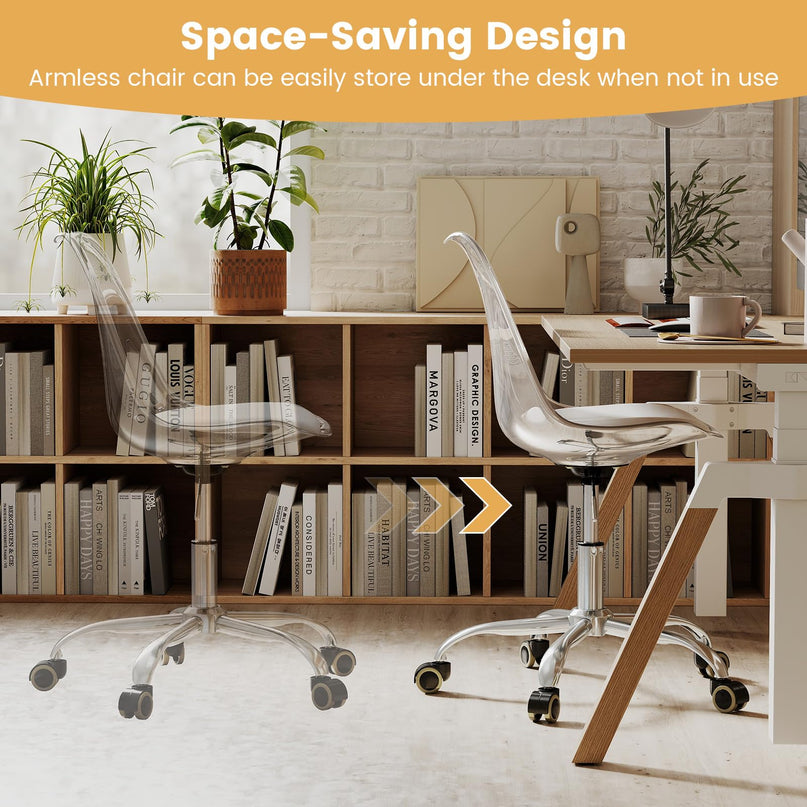 Giantex Acrylic Clear Desk Chair with PU Leather Cushion