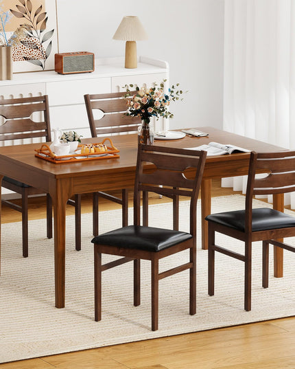 Giantex Wooden Dining Chairs Set of 2/4 PU Leather Upholstered Kitchen Armless Chair