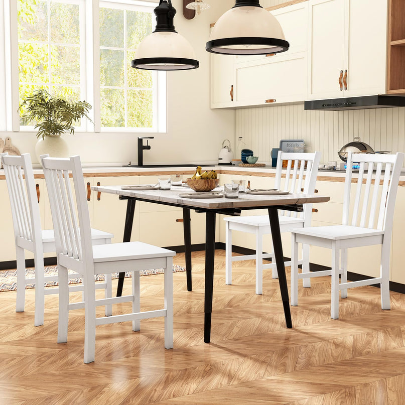 Giantex Wooden Dining Chairs Set of 2/4 100% Solid Rubber Wood Kitchen Chair