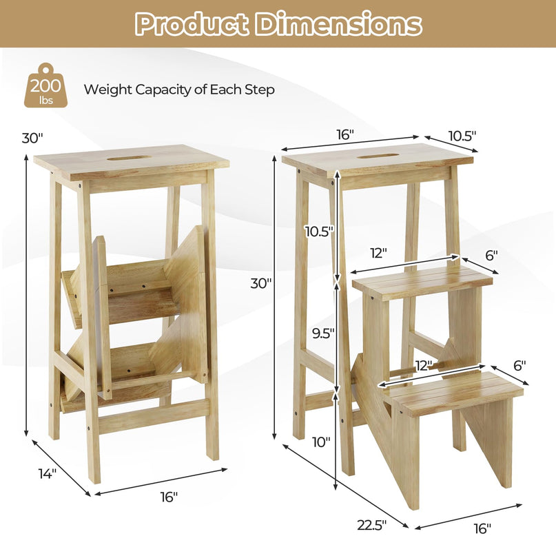 Giantex 3 Tier Folding Step Ladder for Library