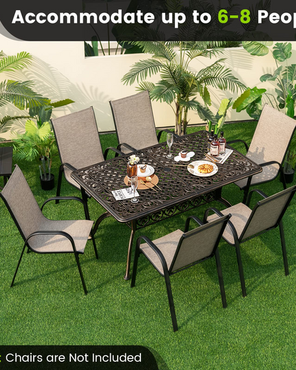 Giantex Patio Dining Table, Cast Aluminum Outdoor Table for 6 or 8 Persons, Heavy-Duty Structure