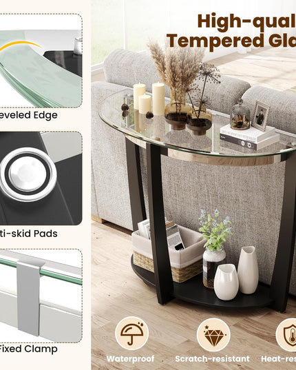 Giantex 2 Tier Glass Console Table for Living Room