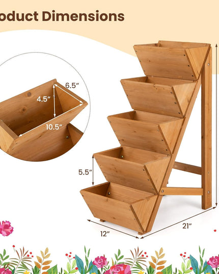 Giantex 5-Tier Wooden Freestanding Vertical Raised Garden Bed (1/2)