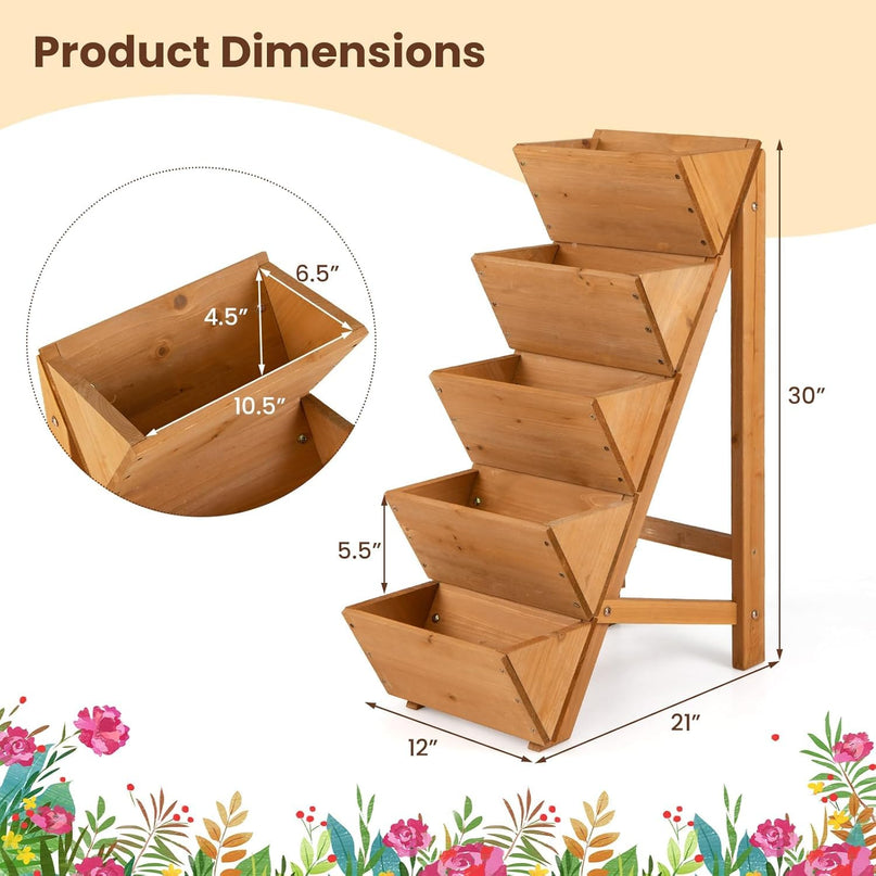 Giantex 5-Tier Wooden Freestanding Vertical Raised Garden Bed (1/2)