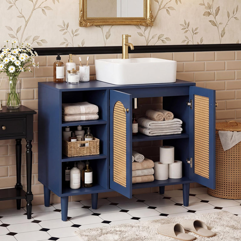 Giantex 36" Bathroom Under Sink Storage Cabinet for Vessel Sinks & Single-Handle Faucets