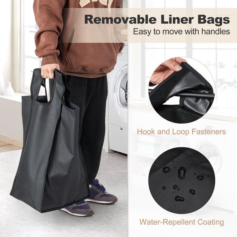 Giantex Laundry Hamper, Laundry Basket Organizer with 3 Pull-Out Removable Bags