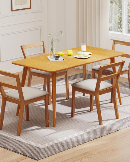 Giantex Wooden Dining Chairs Set of 2/4 with Rubber Wood Legs & Fabric Padded Seat