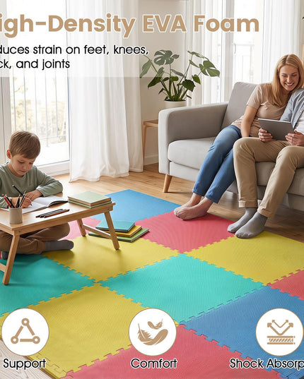 Giantex 0.5" Thick Non-Slip EVA Foam Floor Tiles with Borders