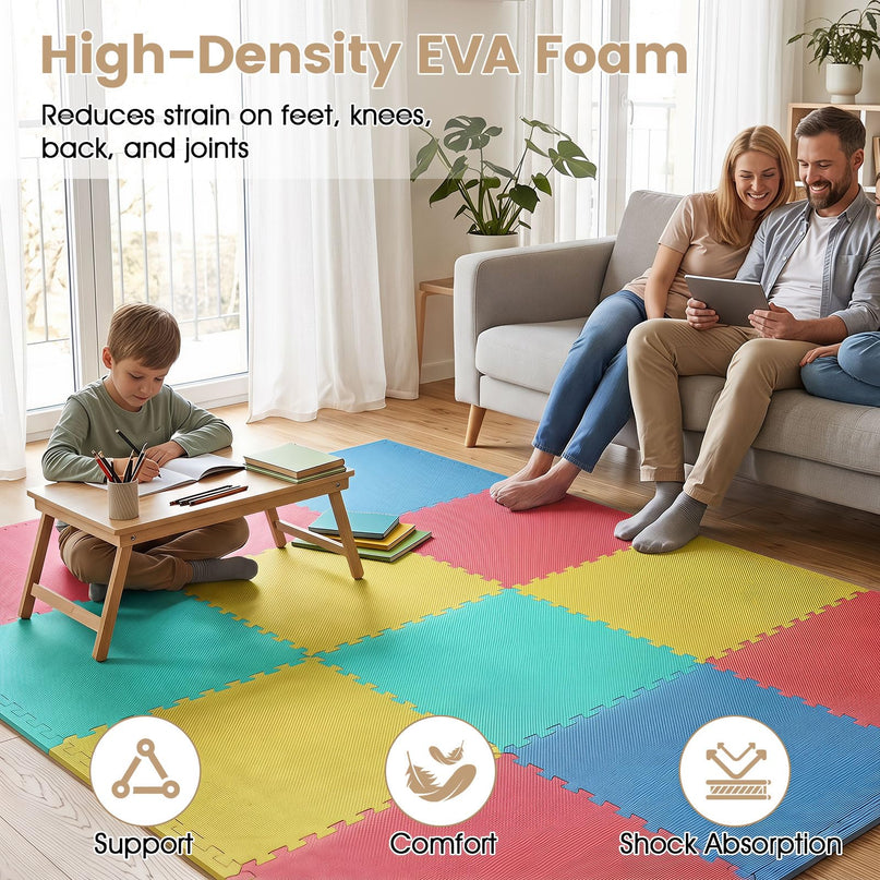 Giantex 0.5" Thick Non-Slip EVA Foam Floor Tiles with Borders