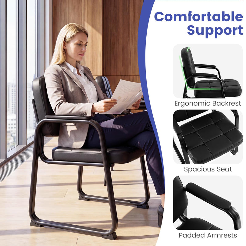 Chaises d'accueil Giantex pour salle d'attente avec accoudoirs rembourrés
