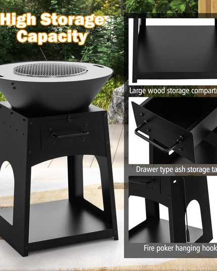 Giantex Outdoor Fire Pit with Grill