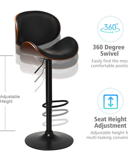 Giantex Bar Stools Set of 2, Adjustable Swivel Barstools with Back